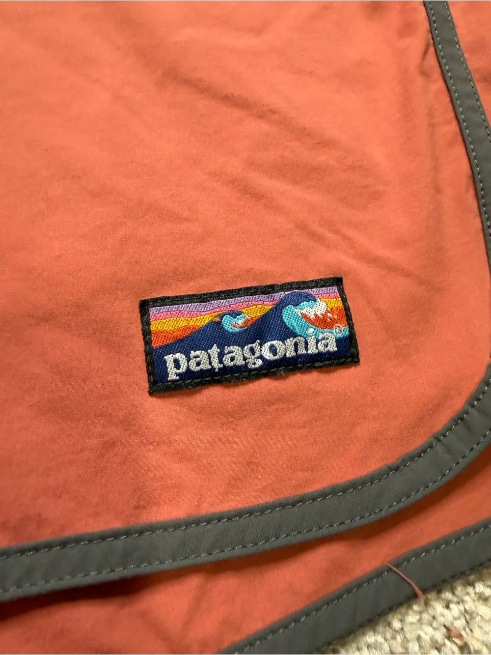 Patagonia Men’s Rust Red Board Shorts with Charcoal Trim 7” inseam